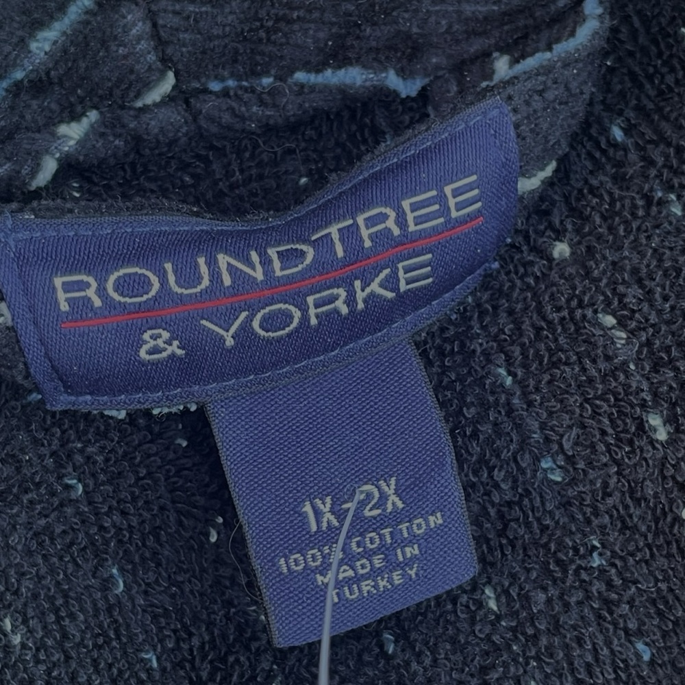 Heavy Spa Robe By ROUNDTREE & YORK Men’s Plush Striped Bathrobe Sz 1X 2X - Picture 6 of 6